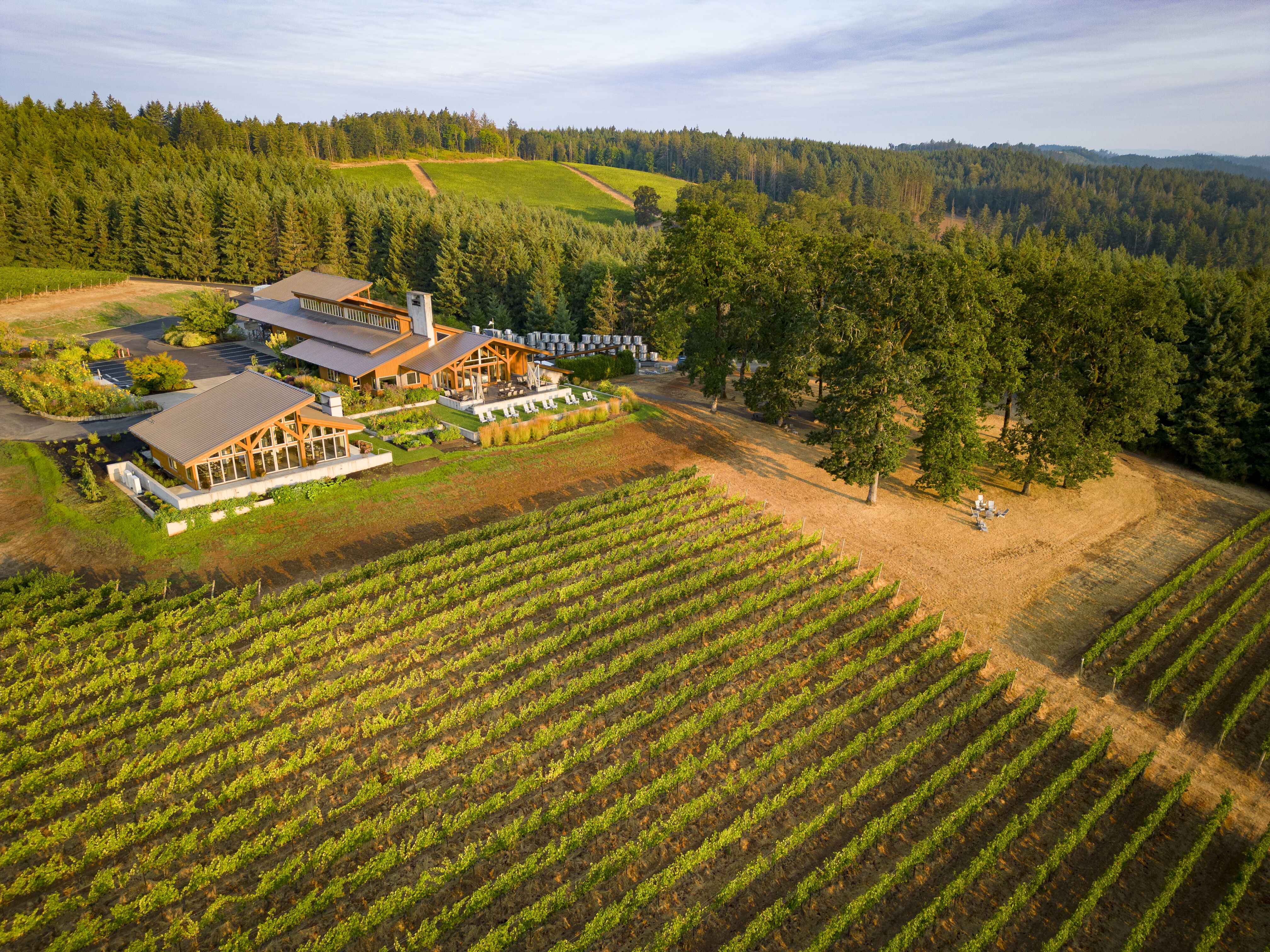 The tasting room and Pavilion at the Penner-Ash Estate.